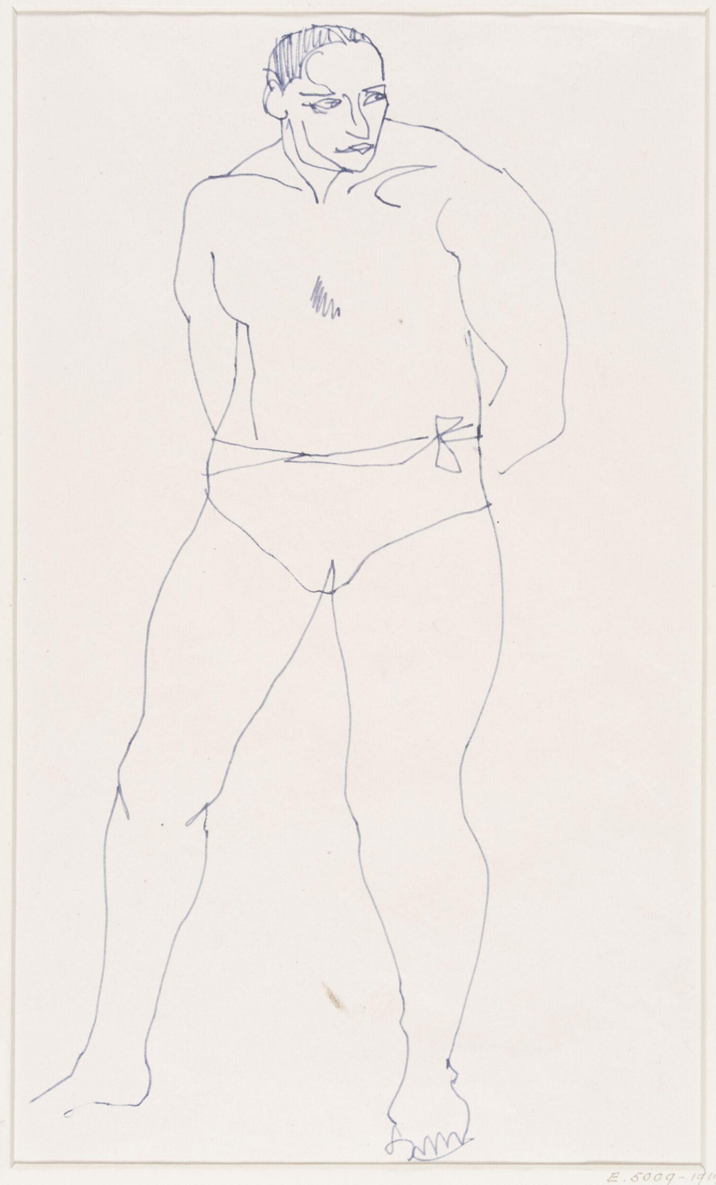 A man standing, with hands behind him, Henri Gaudier-Brzeska, 1913