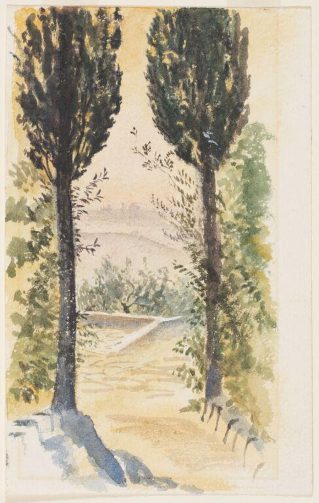 Italian landscape with pines, Mary Morris, 1870s-1880s