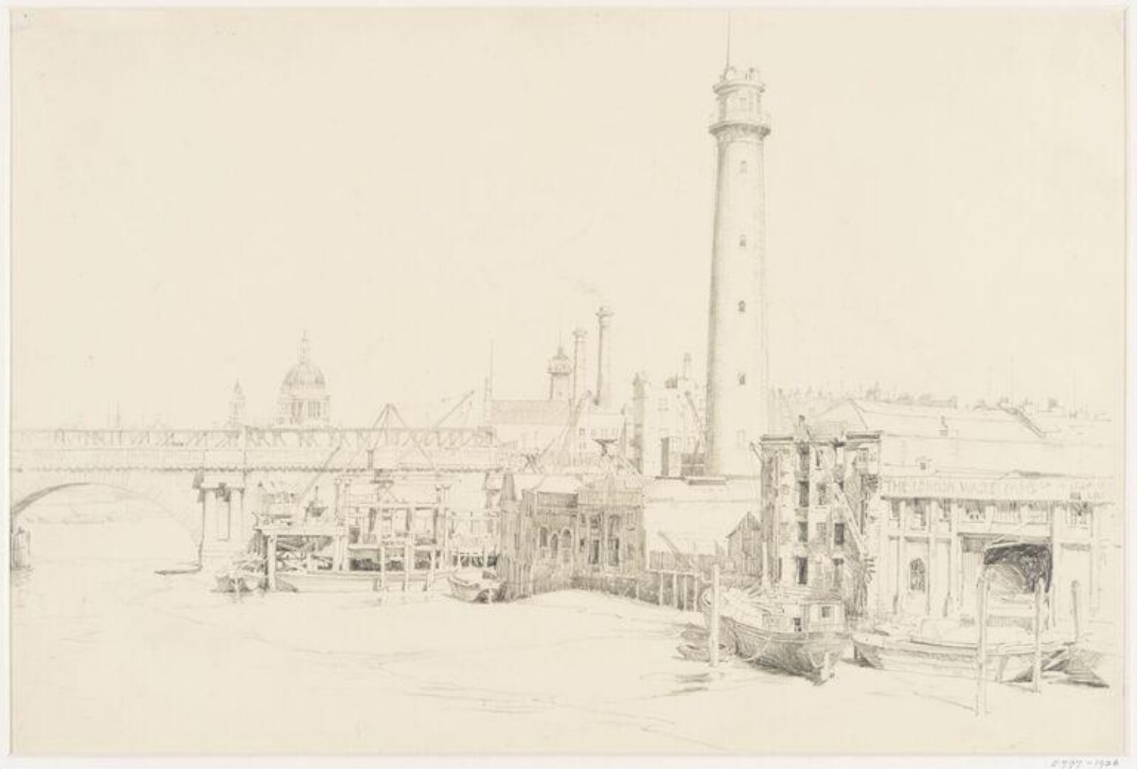 The Shot Tower and Waterloo Bridge, Herbert George Hampton, c.1927