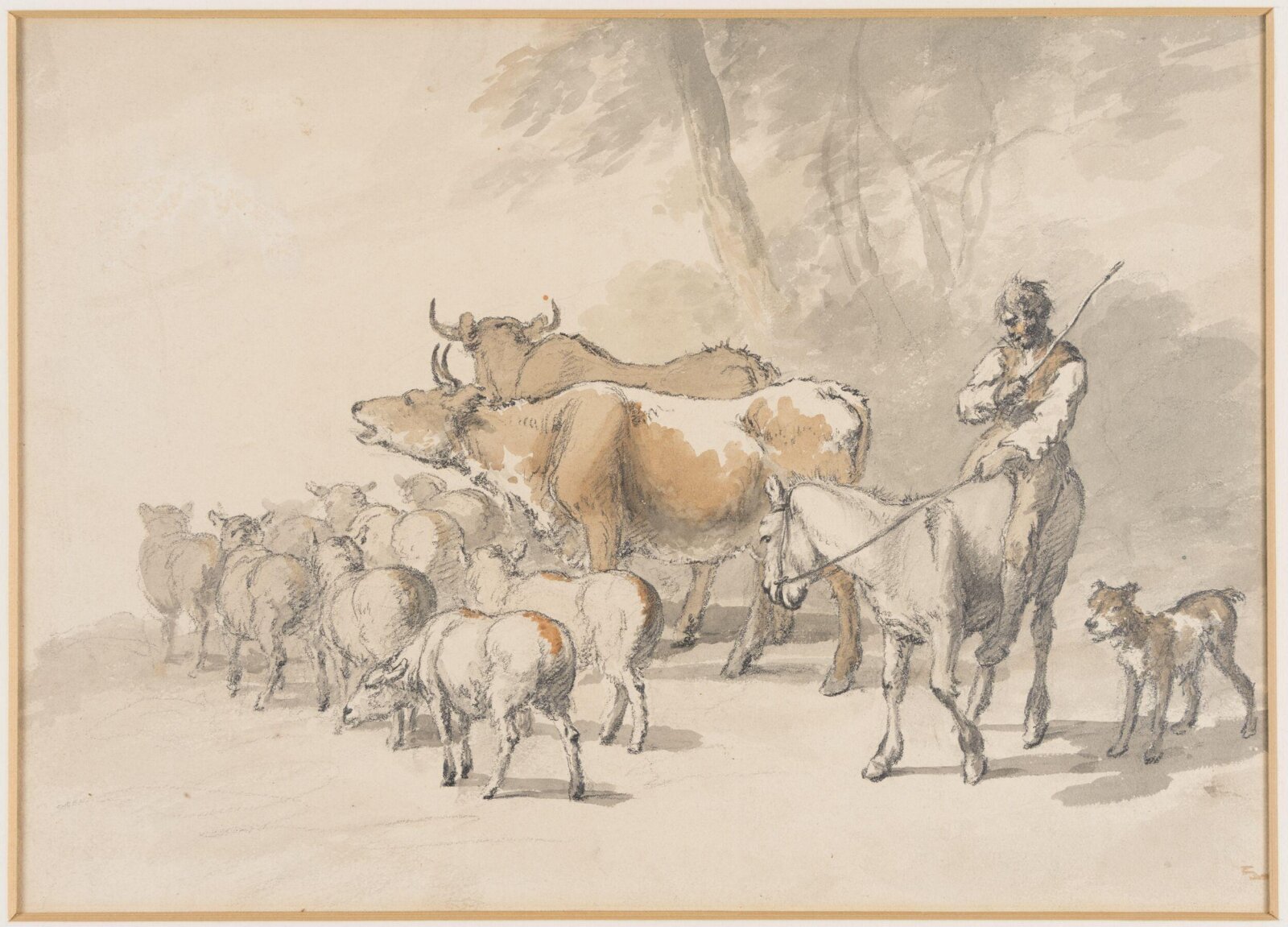 A man driving a herd, Robert Hills, c.1800