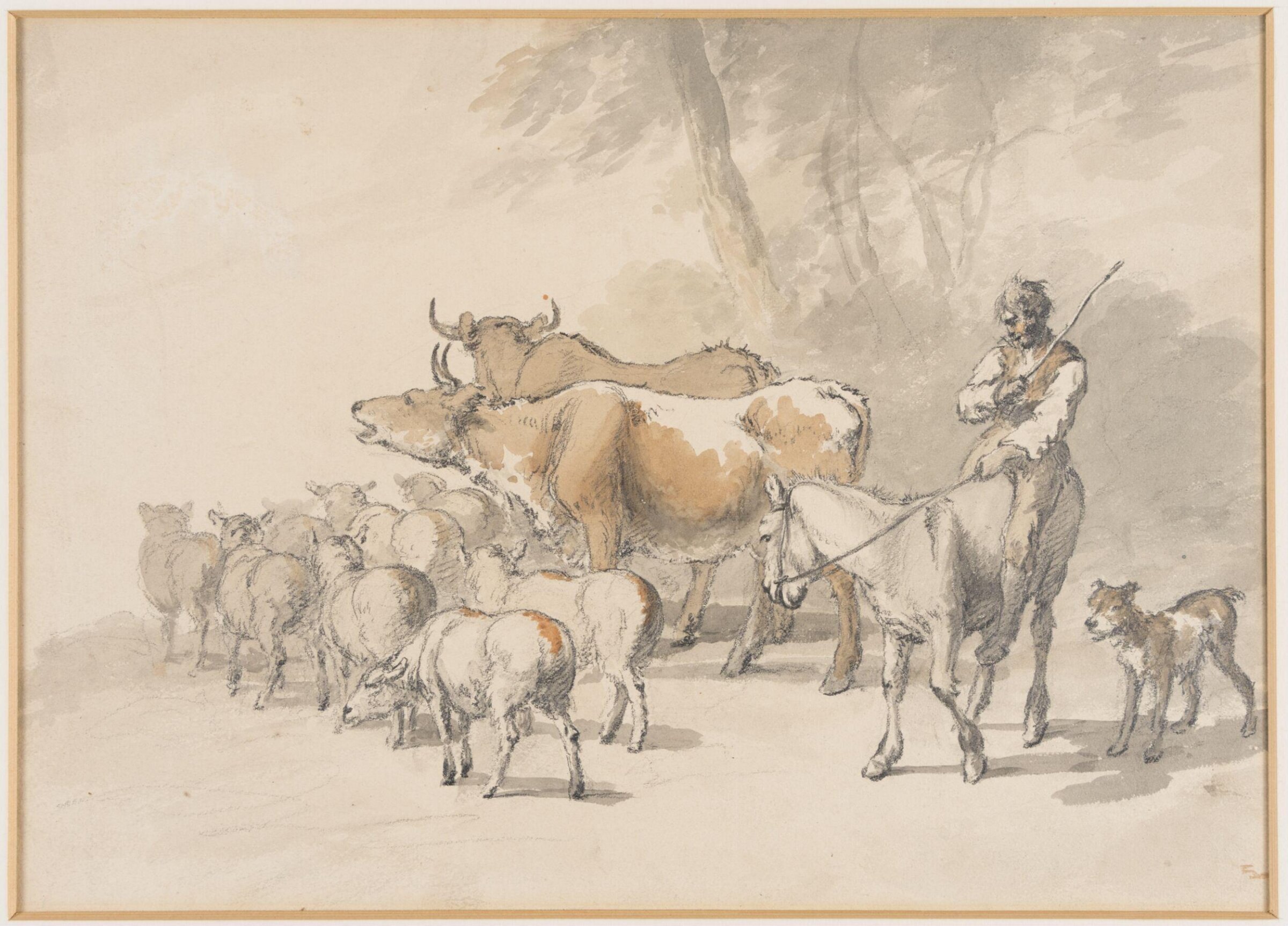 A man driving a herd, Robert Hills, c.1800