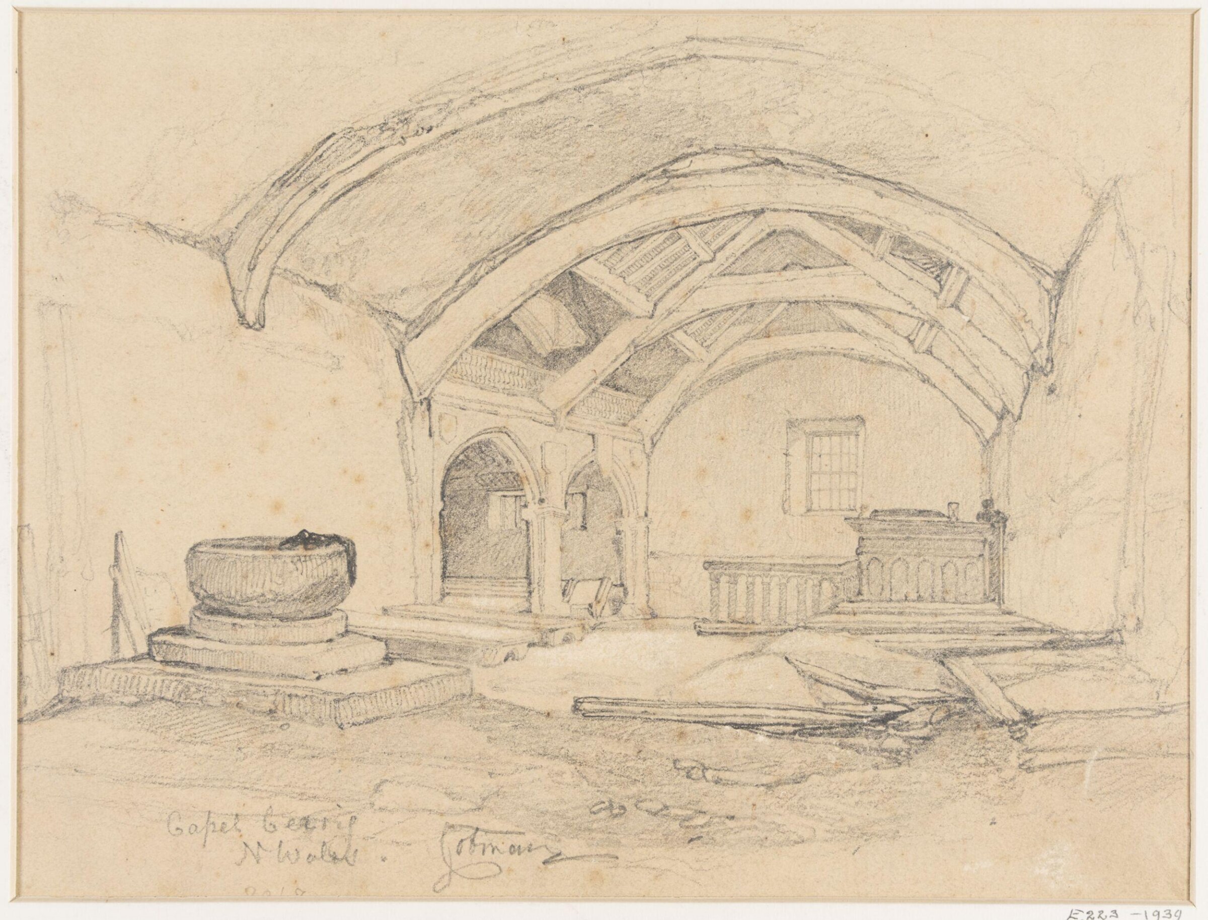 Interior of the church at Capel Curig, Carnarvonshire, Джон Селл Котман, ок. 1800–1820