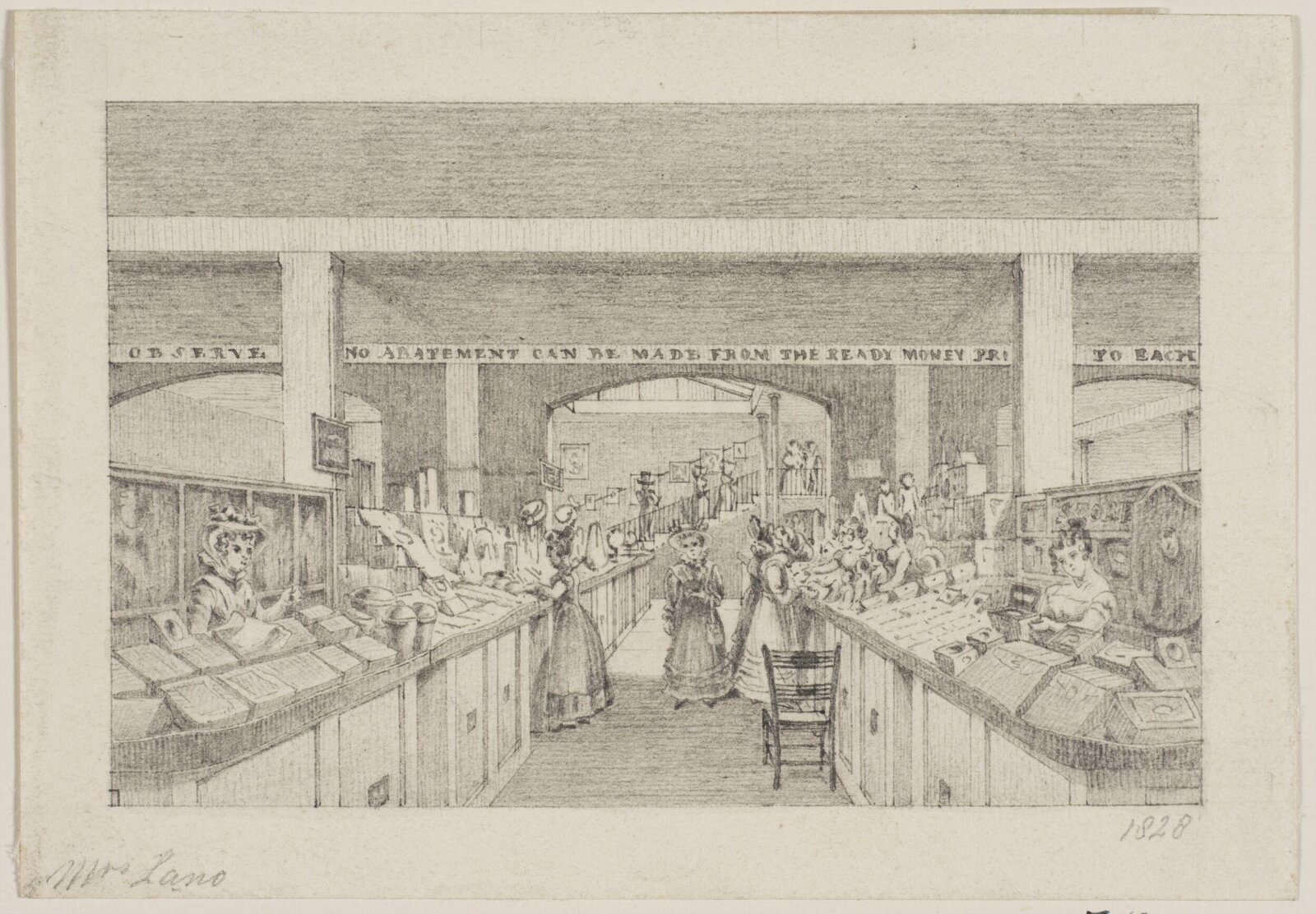 Drawing, Lane, 1828