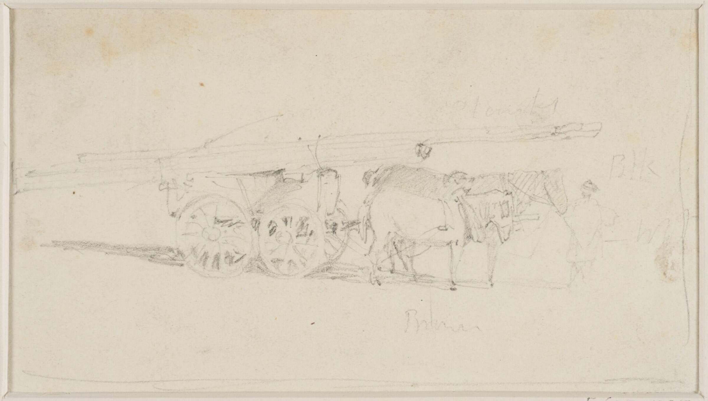 Study of two horses drawing a cart laden with timber, John Sell Cotman, ca. 1800-42