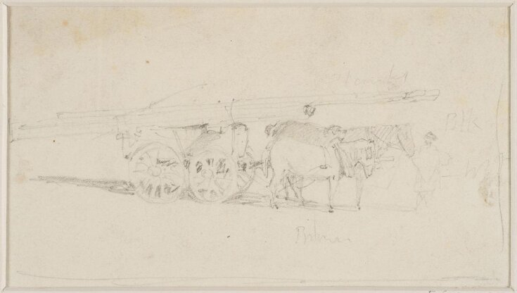 Study of two horses drawing a cart laden with timber top image