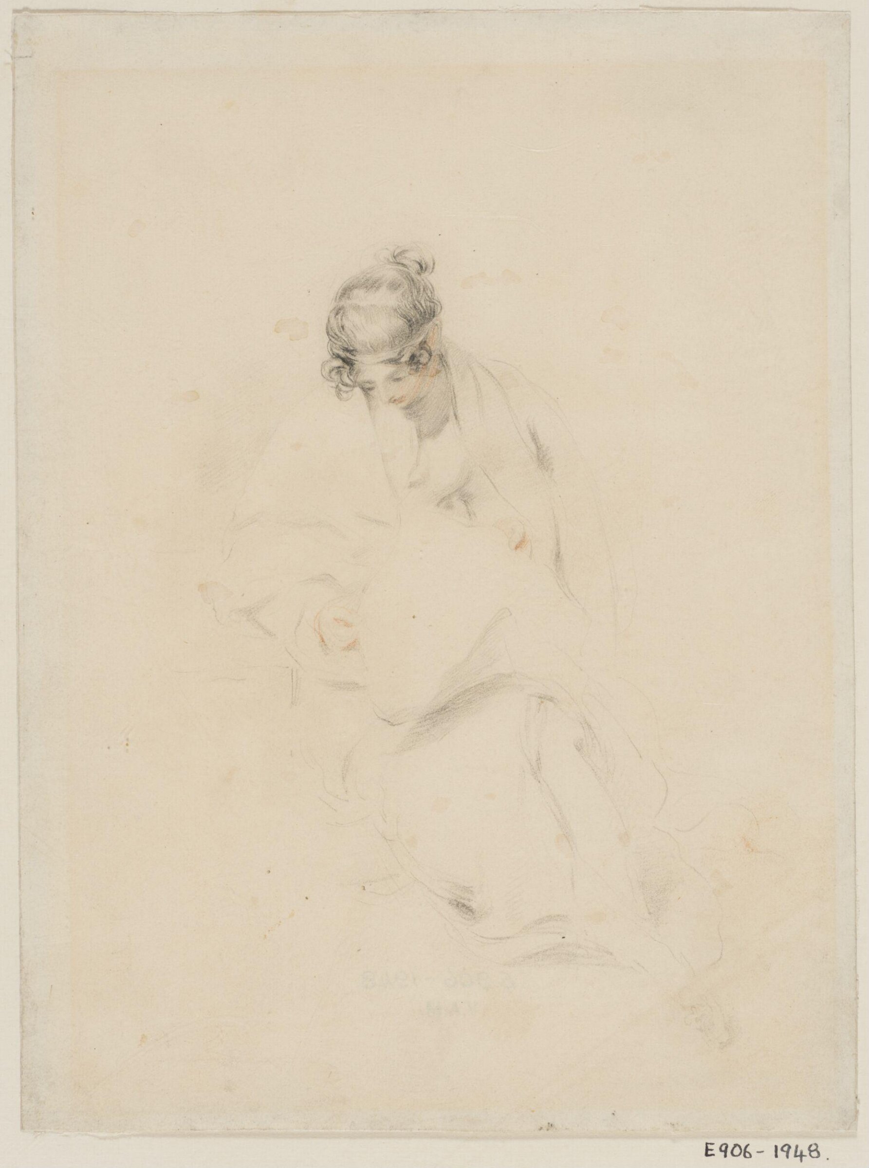 Young woman bending over her sewing, Thomas Lawrence, 1828