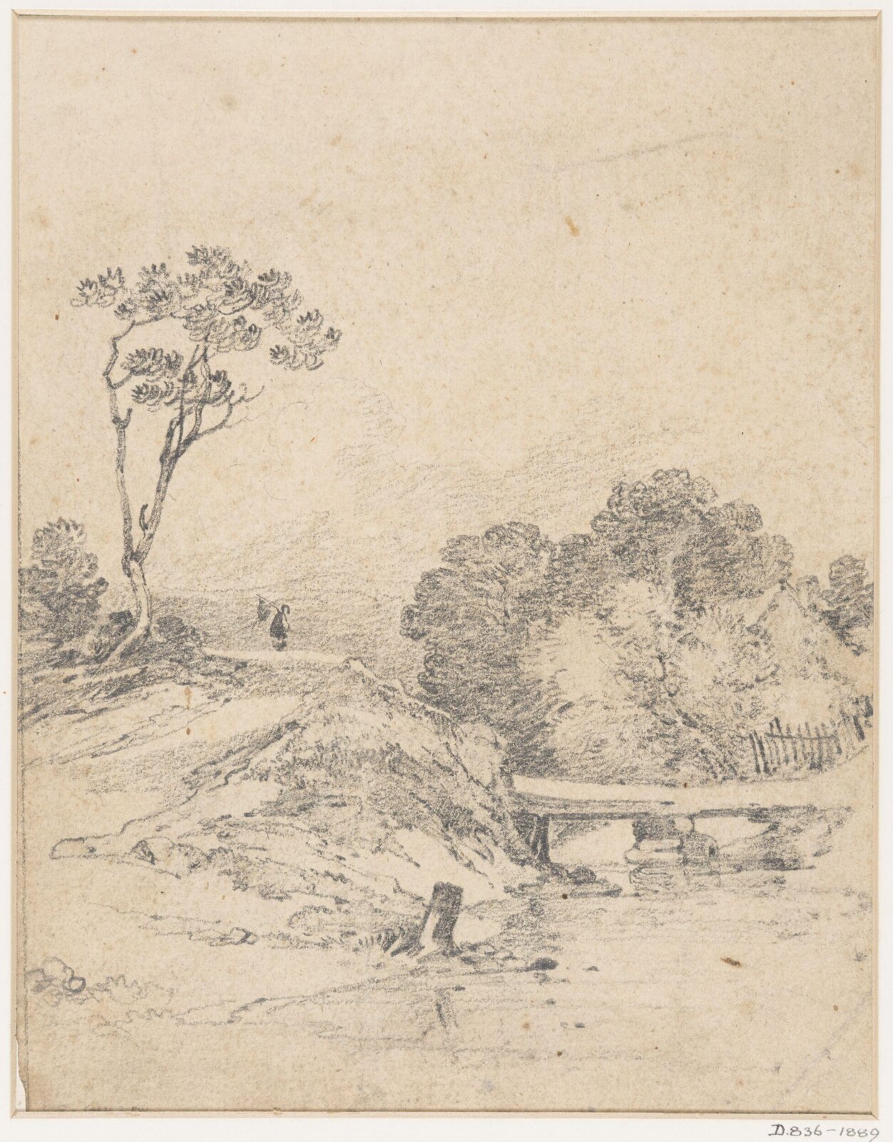 Landscape : a rustic bridge over a stream, John Sell Cotman, ca. 1800-42