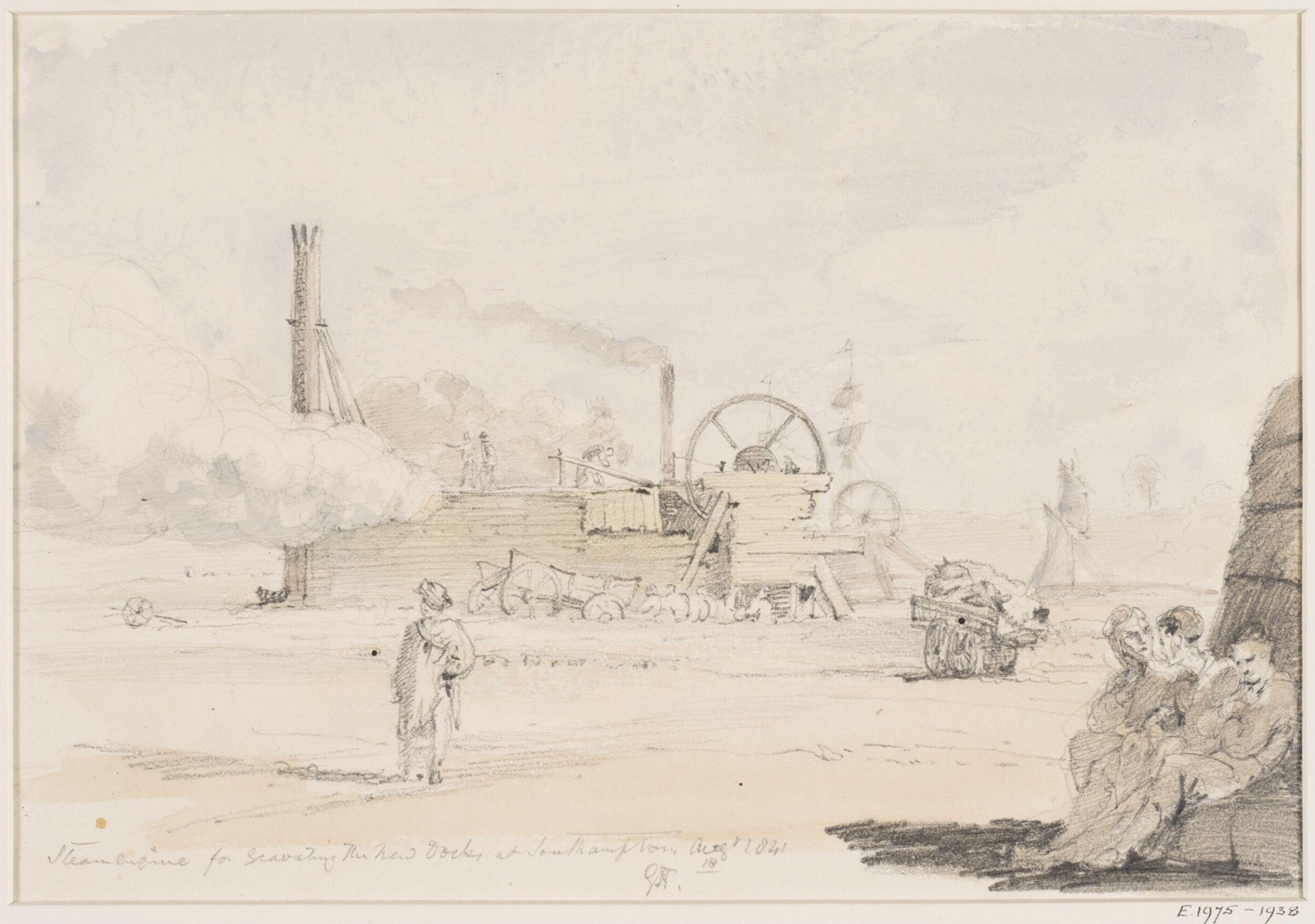 Steam-engine for excavating the New Docks at Southampton., George Hayter, 1841