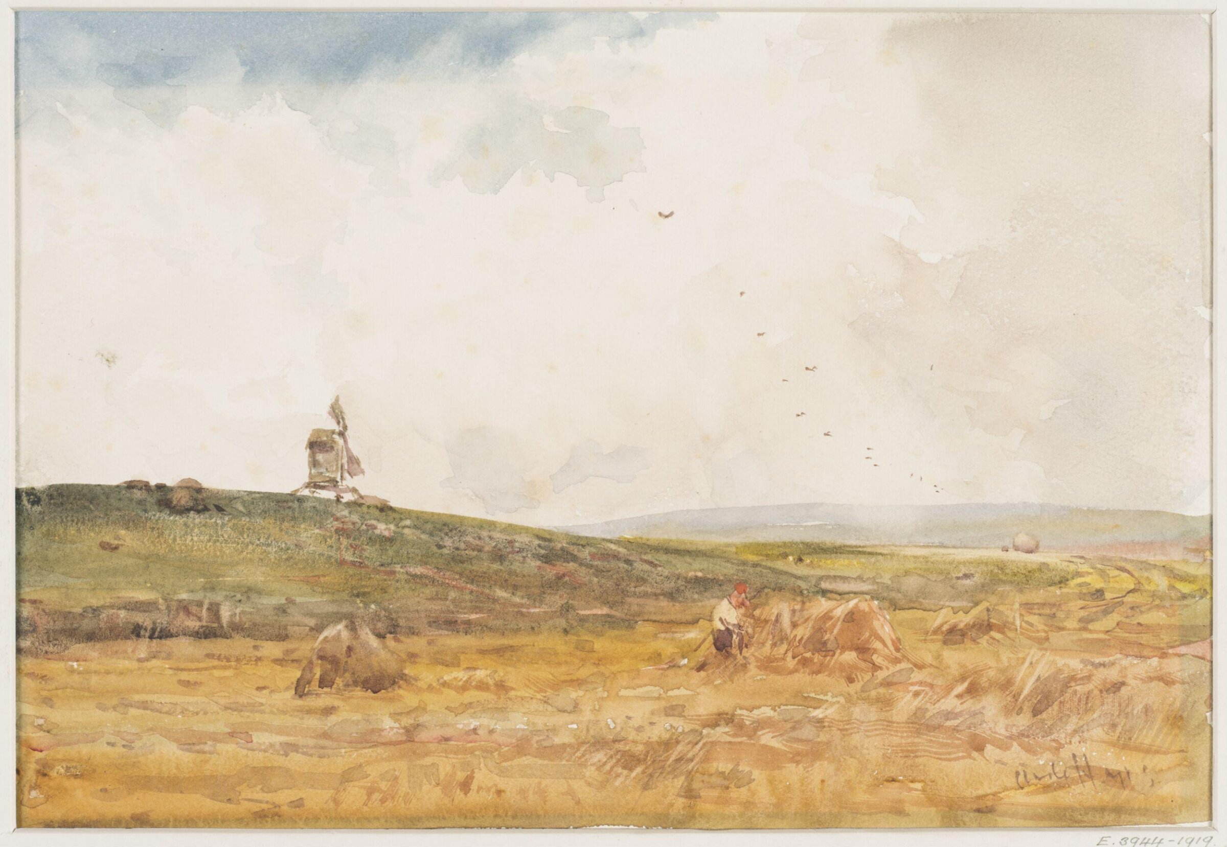 Landscape with Cornfield and Windmill, Claude Hayes, 1852-1919