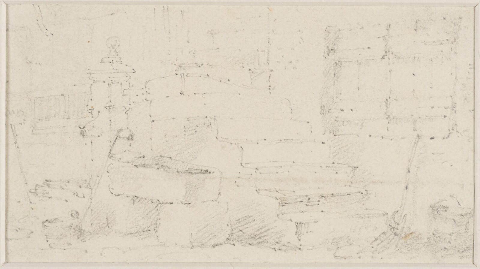 Stable yard with pump and horse-trough, John Sell Cotman, ca. 1800-42