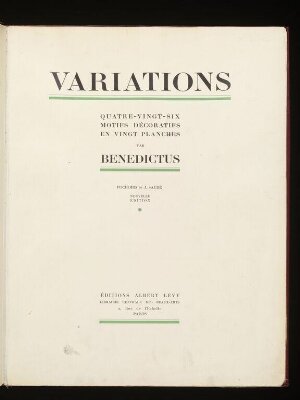 Variations : quatre-vingt-six motifs décoratifs en vingt planches