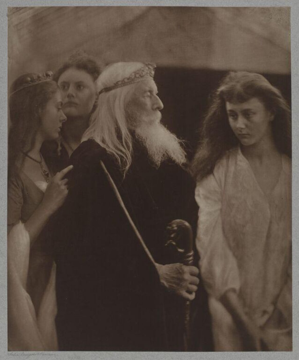 Cameron, Julia Margaret, King Lear allotting his kingdom to his three daughters