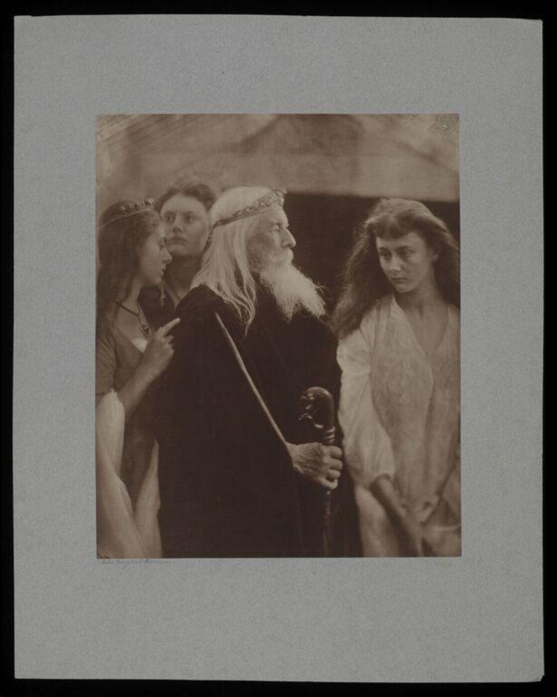Cameron, Julia Margaret, King Lear allotting his kingdom to his three daughters