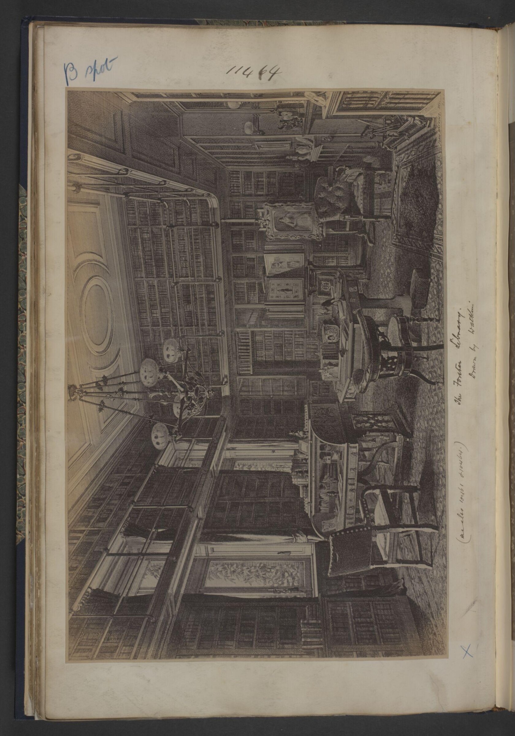 View of the library of the late Mr John Forster, John Watkins, nineteenth century