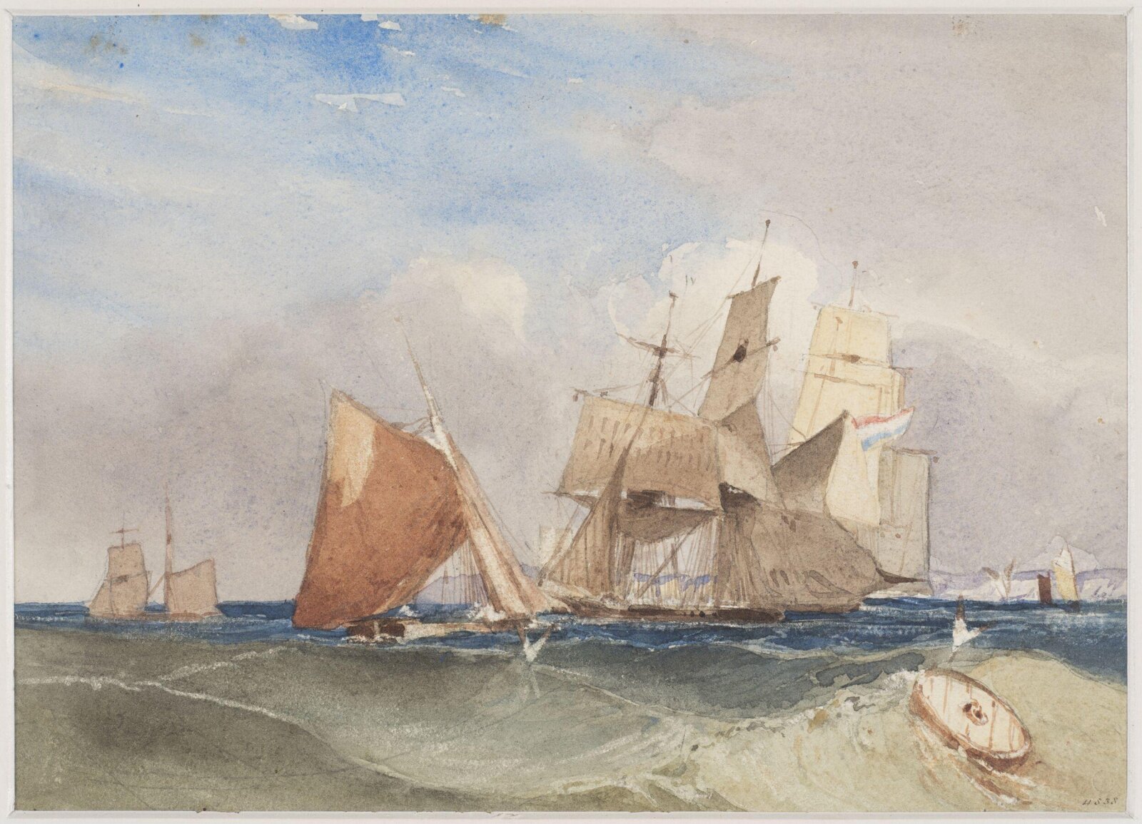 Sea-piece with shipping, Miles Cotman, ca. 1830-58