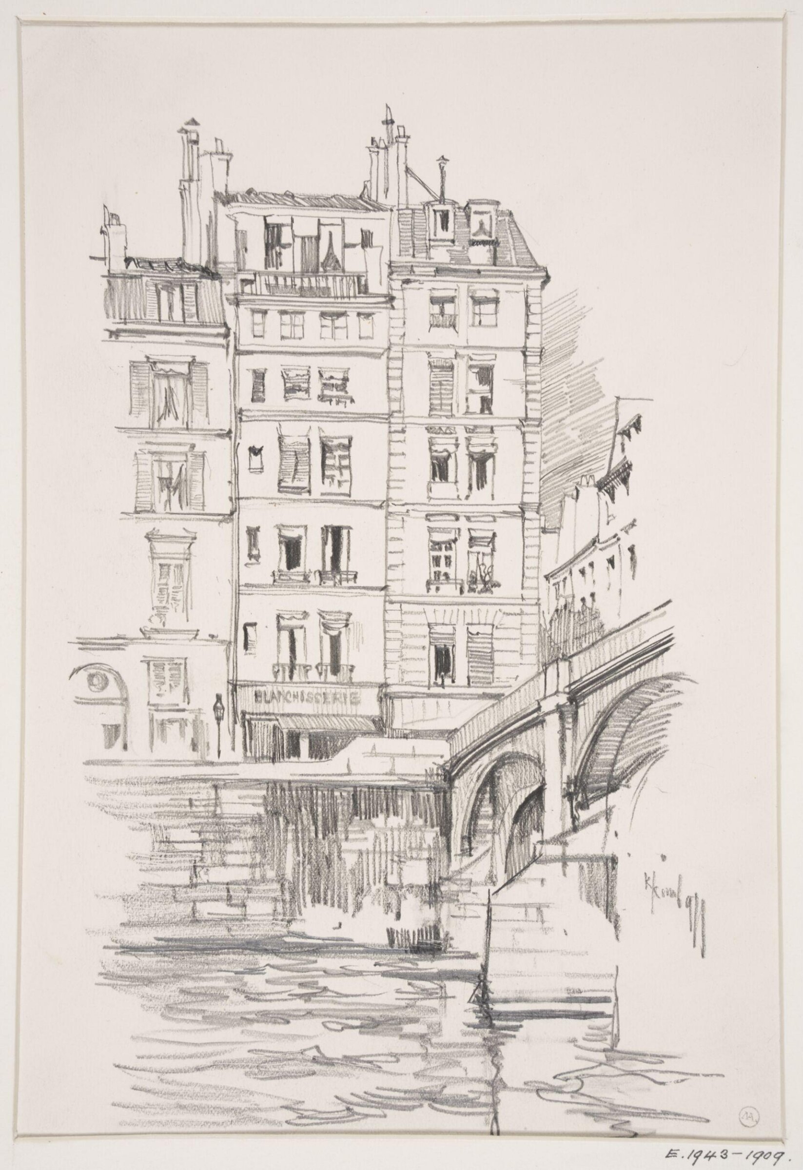 The Pont des Arts and the Institut de France, Paris, Katharine Kimball, 1908