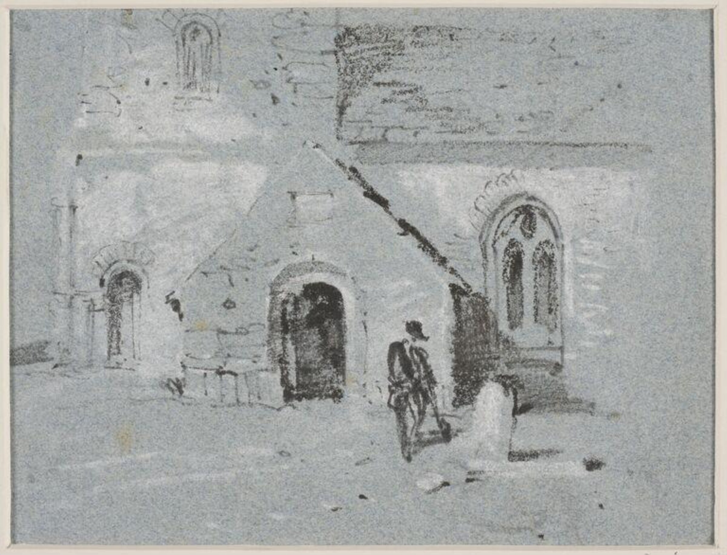Sketch of a church porch, David Cox, ca. 1800-59