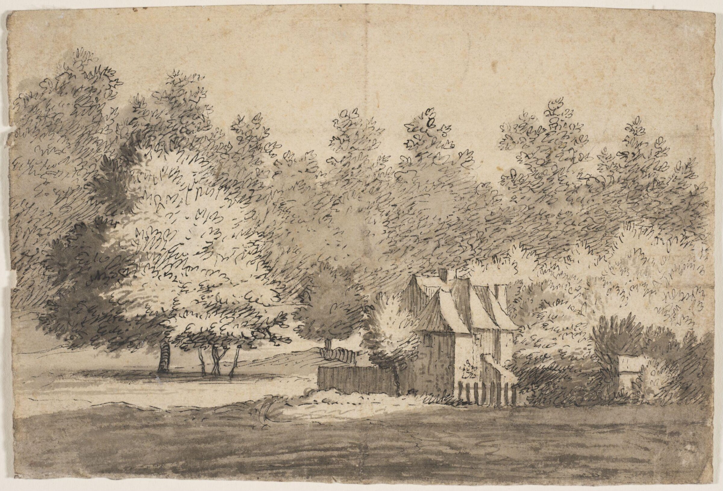A cottage set among trees, Cozens, ca. 1745-85