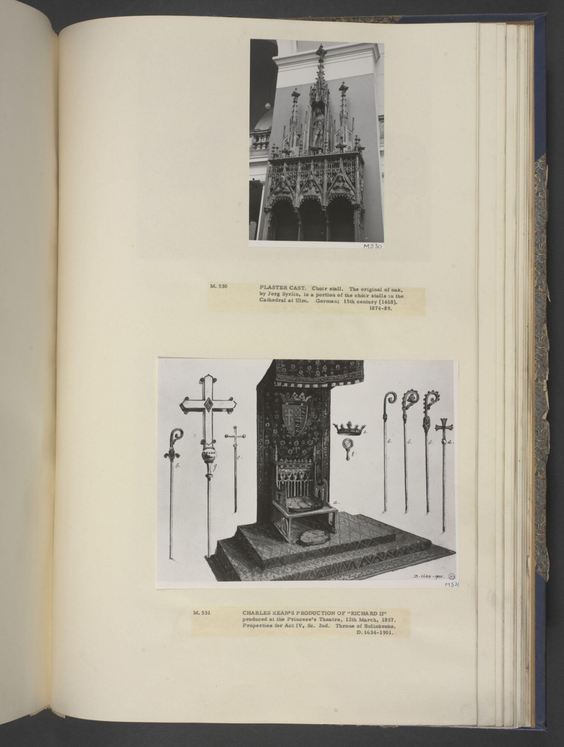 drawing of scenery and props in Richard II, William Telbin, 1851-1859