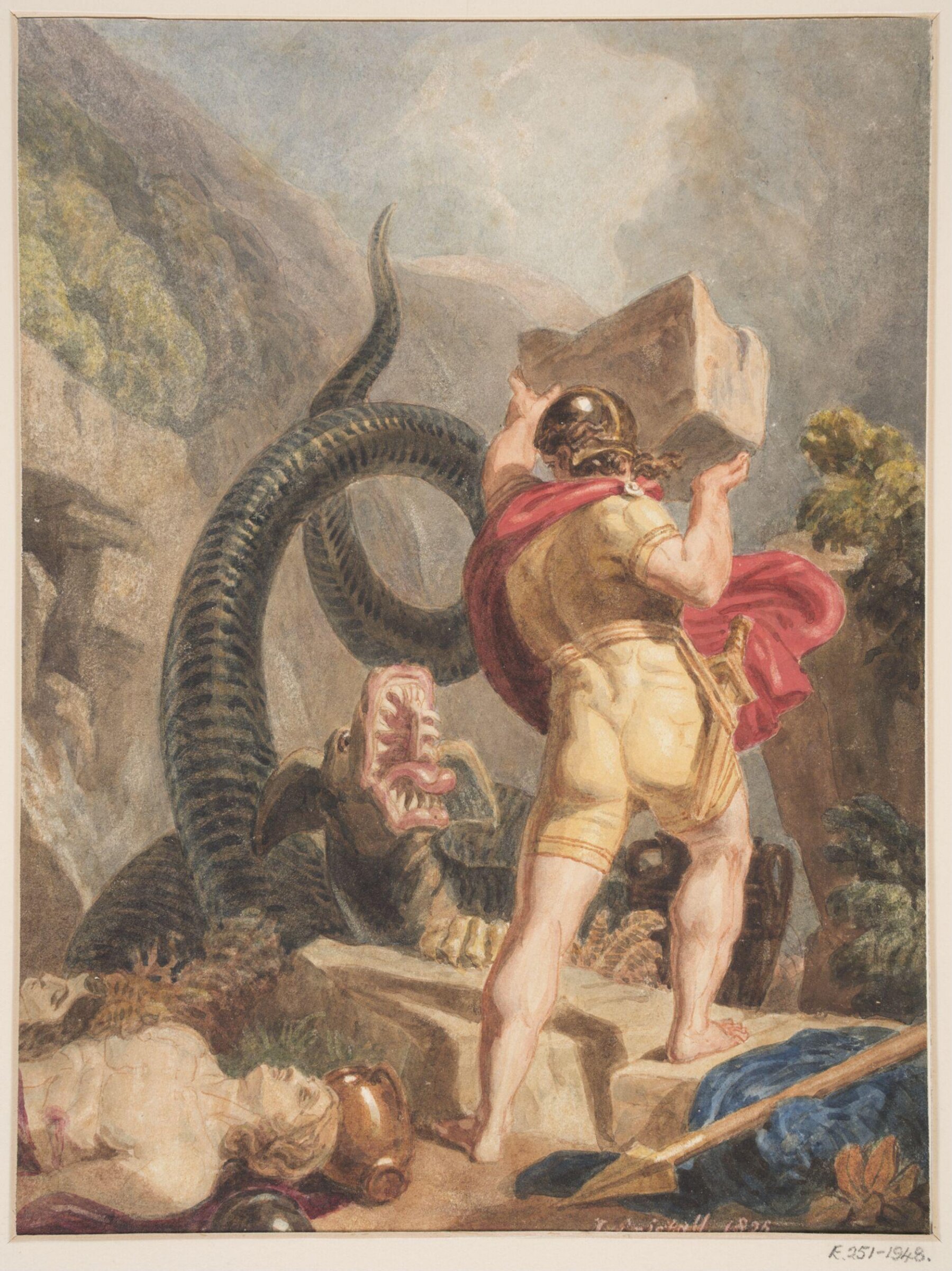 Cadmus destroying the Dragon at the Spring of Dirce, Joshua Cristall, 1825