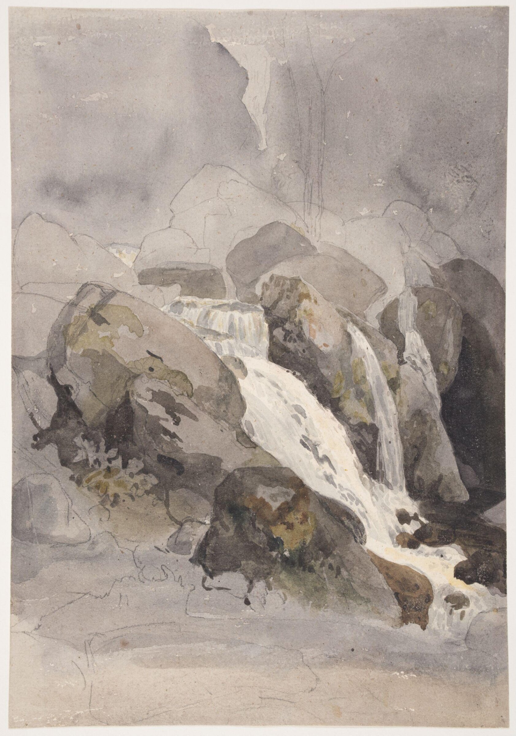 Waterfall in Borrowdale, Cumberland, 1805., Joshua Cristall, 1805