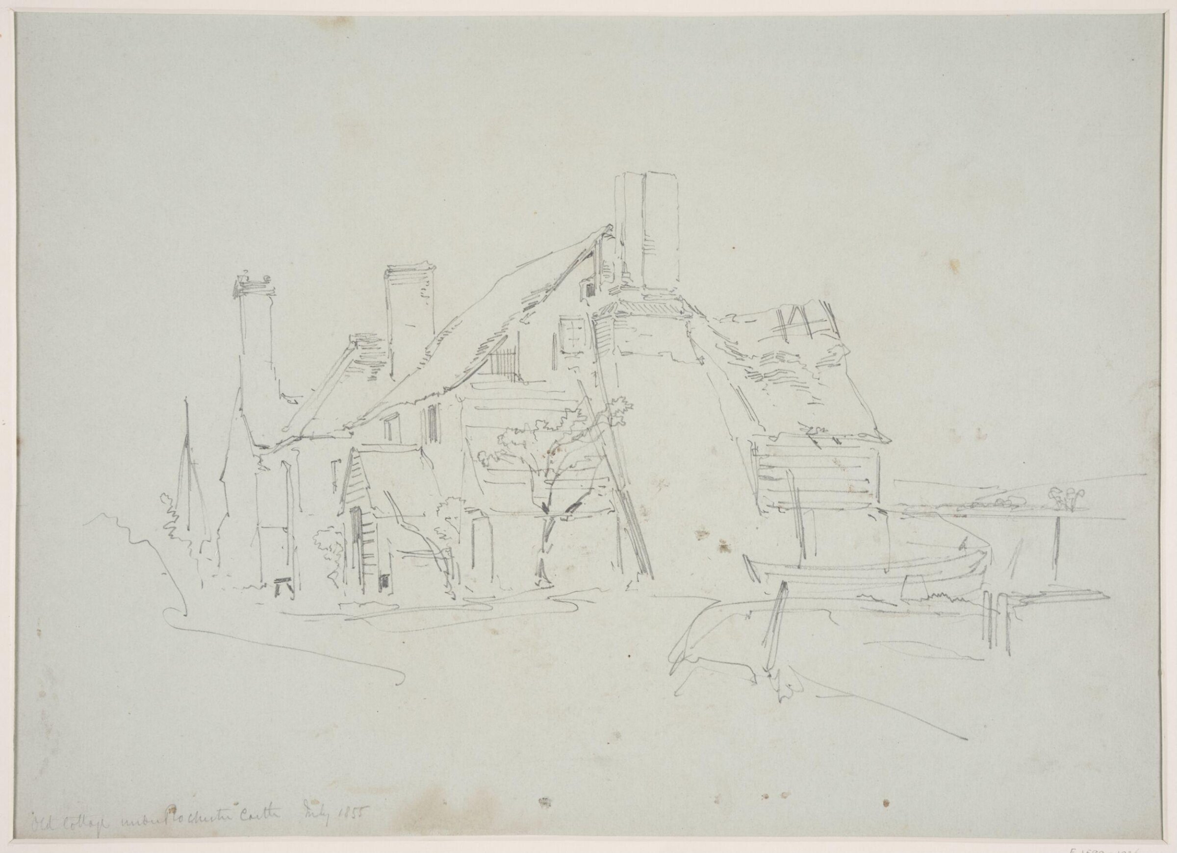 Old Cottage under Rochester Castle, Thomas Colman Dibdin, July 1855