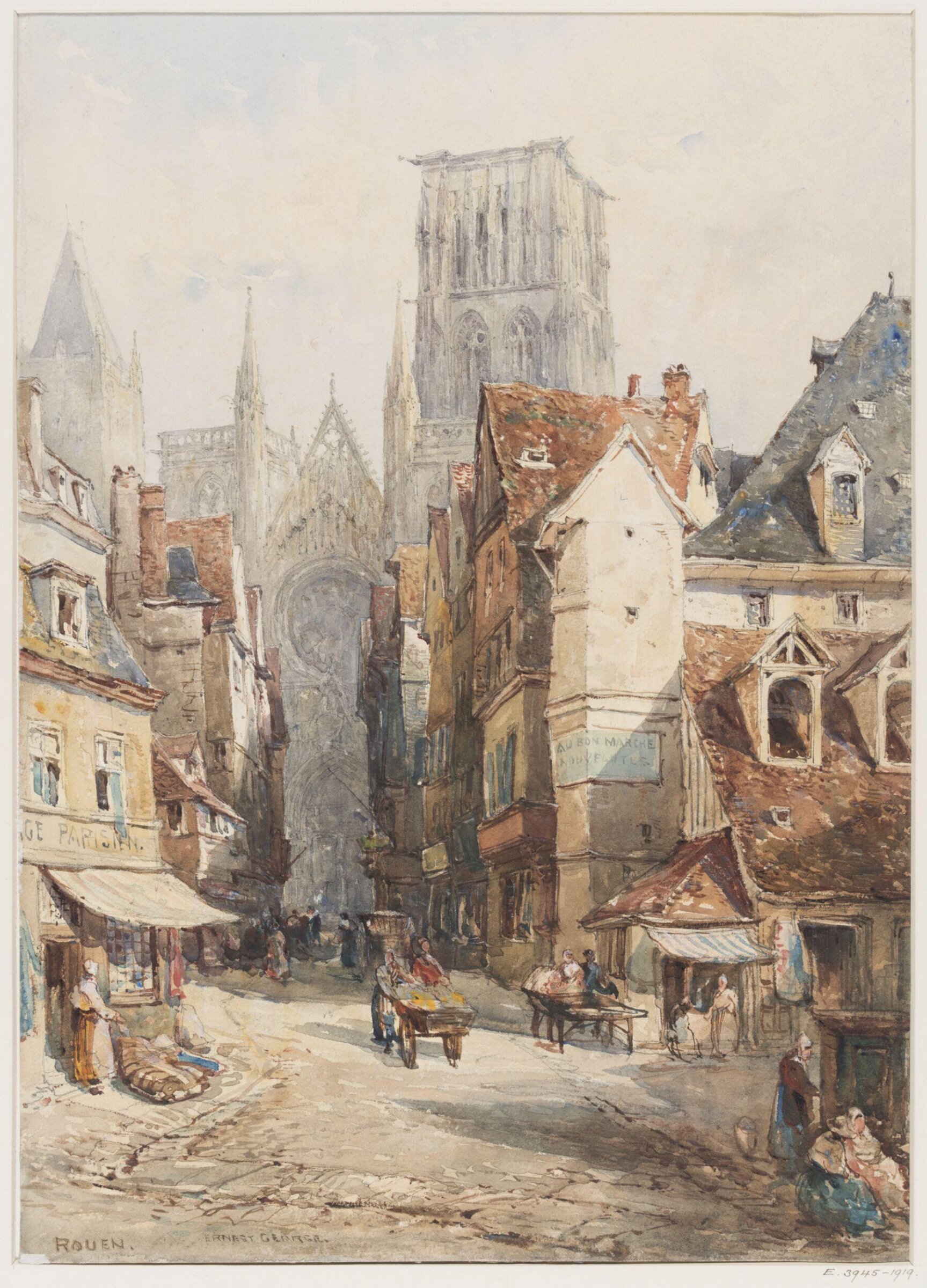 Rouen. The South Porch and Towers of the Cathedral, seen from Rue du Bac, Ernest George, circa 1876