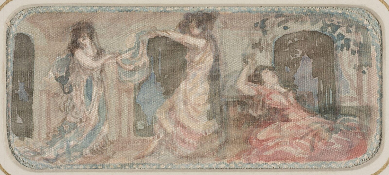 Two female figures dancing in a room, Charles Conder, ca. 1890-1909
