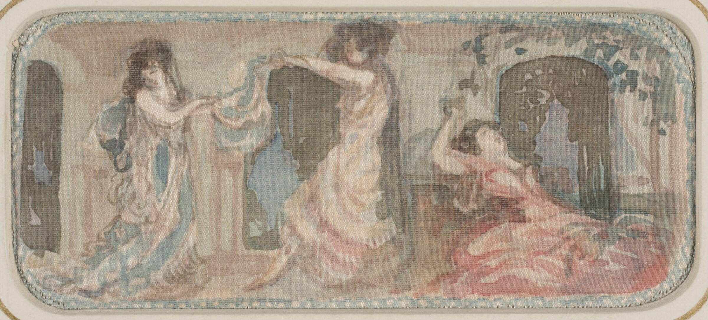 Two female figures dancing in a room, Charles Conder, ca. 1890-1909