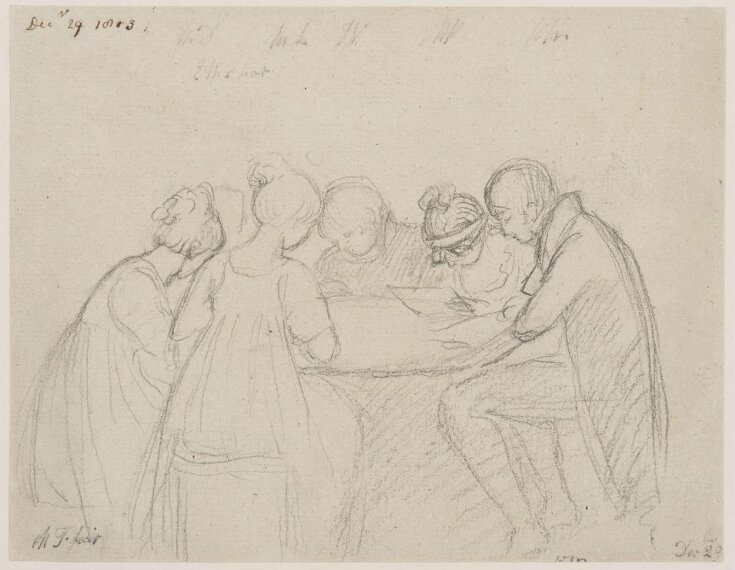 John Varley, William Mulready and others sketching at a table top image