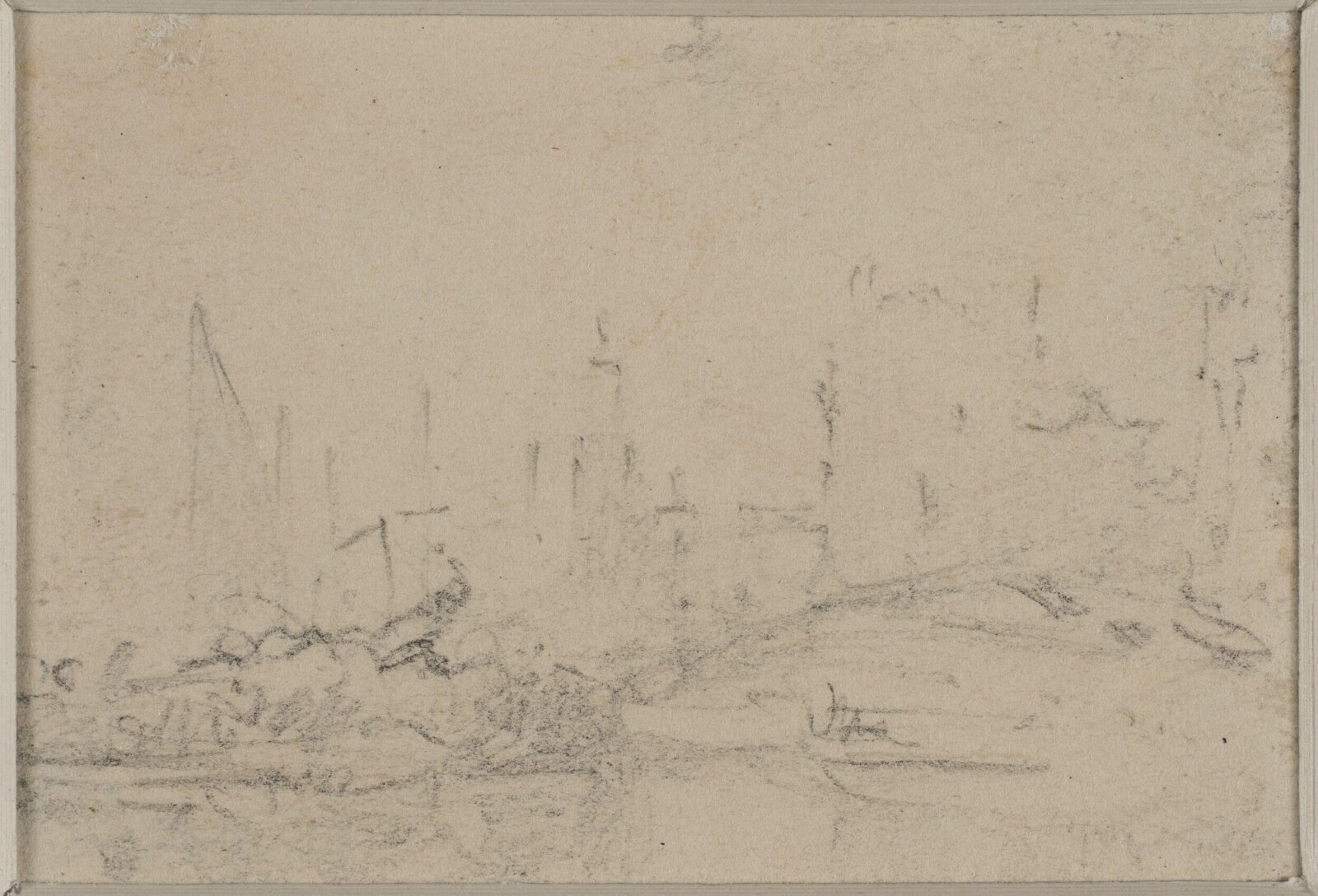 Dutch barge unloading, Augustus Wall Callcott, ca. early 19th century
