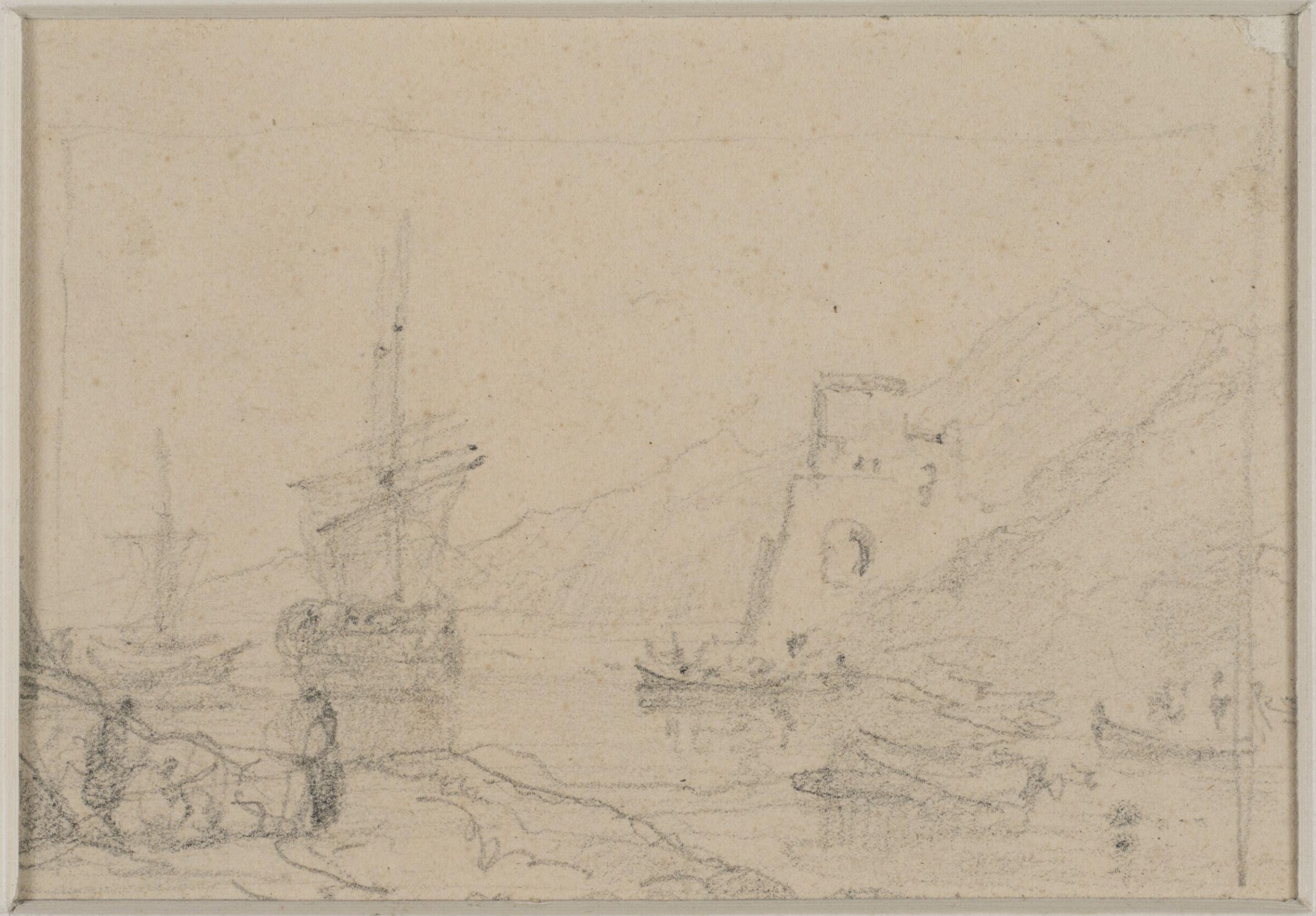 River Scene with barges, Augustus Wall Callcott, ca. early 19th century