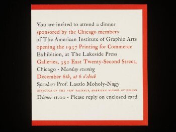 Dinner invite to 1937 Printing for Commerce Exhibition