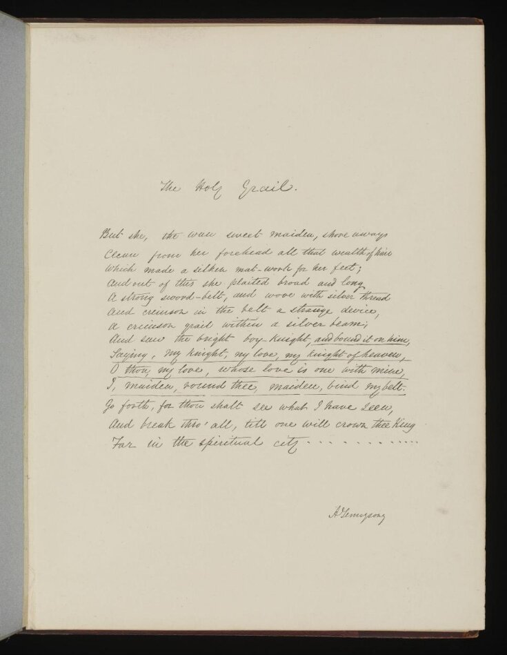 Text of poem 'The Holy Grail' from 'Illustrations to Tennyson's Idylls of the King and Other Poems ', vol. 1 top image