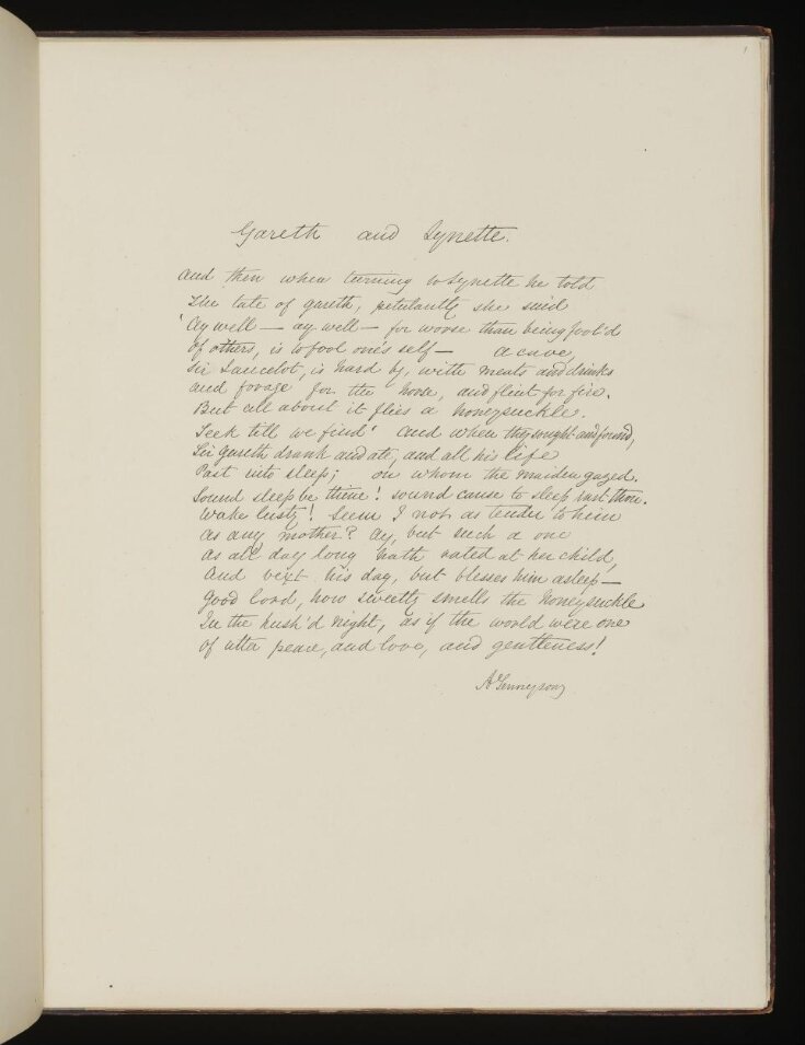 Text of poem 'Gareth and Lynette' from 'Illustrations to Tennyson's Idylls of the King and Other Poems ', vol. 1 top image