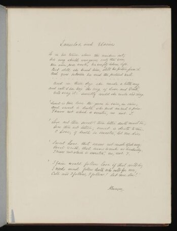 Text of poem 'Lancelot and Elaine' from '<i>Illustrations to Tennyson's Idylls of the King and Other Poems </i>', vol. 1