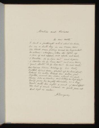 Text of poem 'Merlin and Vivien' from '<i>Illustrations to Tennyson's Idylls of the King and Other Poems </i>', vol. 1