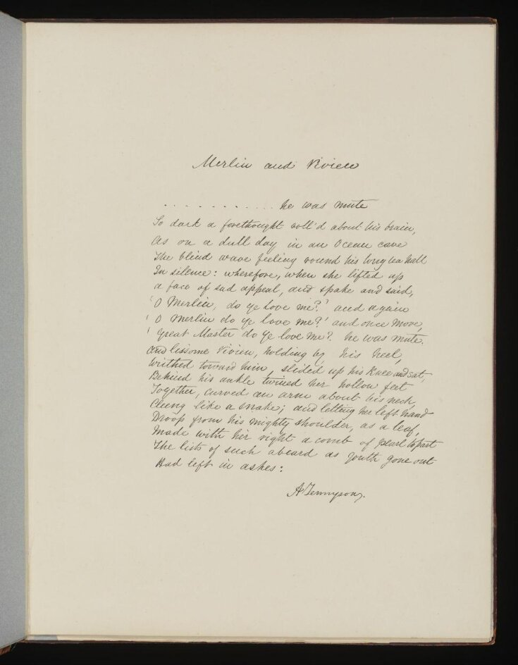 Text of poem 'Merlin and Vivien' from '<i>Illustrations to Tennyson's Idylls of the King and Other Poems </i>', vol. 1 image