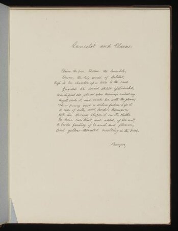 Text of poem 'Lancelot and Elaine' from '<i>Illustrations to Tennyson's Idylls of the King and Other Poems </i>', vol. 1