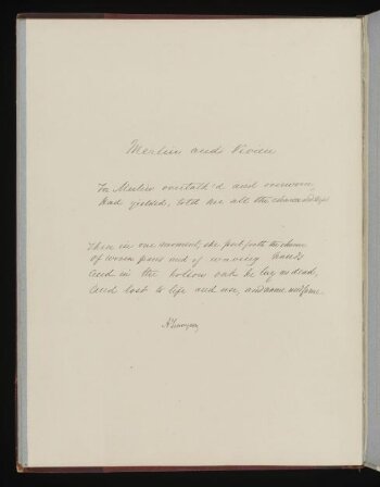 Text of poem 'Merlin and Vivien' from '<i>Illustrations to Tennyson's Idylls of the King and Other Poems </i>', vol. 1