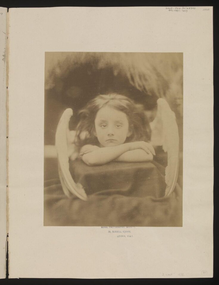 Antique 1872 Photo "I Wait" Little Angel Girl Photograph Julia Margaret Cameron