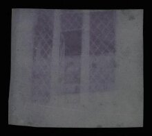 Lacock Abbey latticed window from inside, centre open, courtyard out thumbnail 1