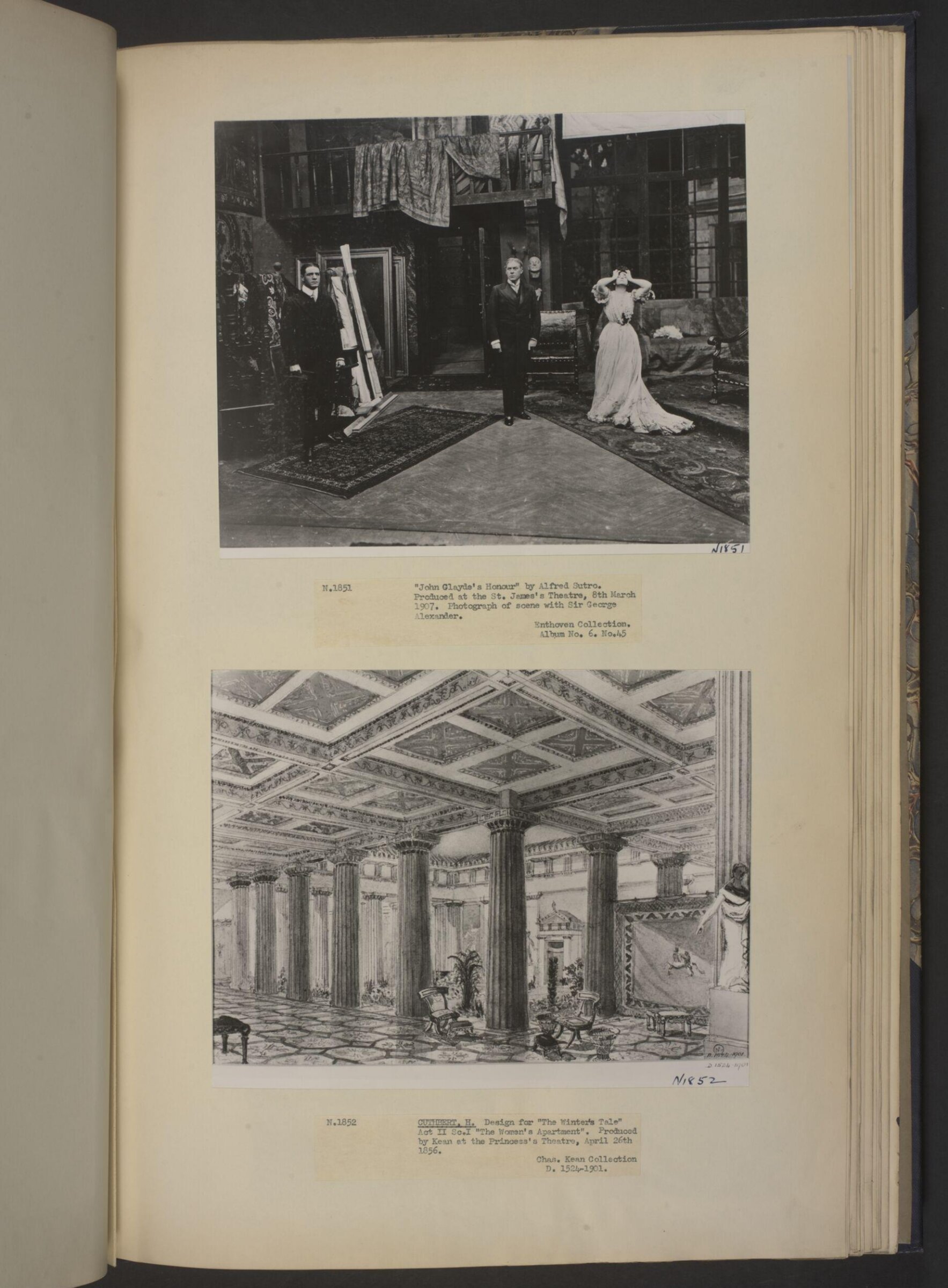 design for scenery in Winter's Tale, H. Cuthbert, 1852-1858