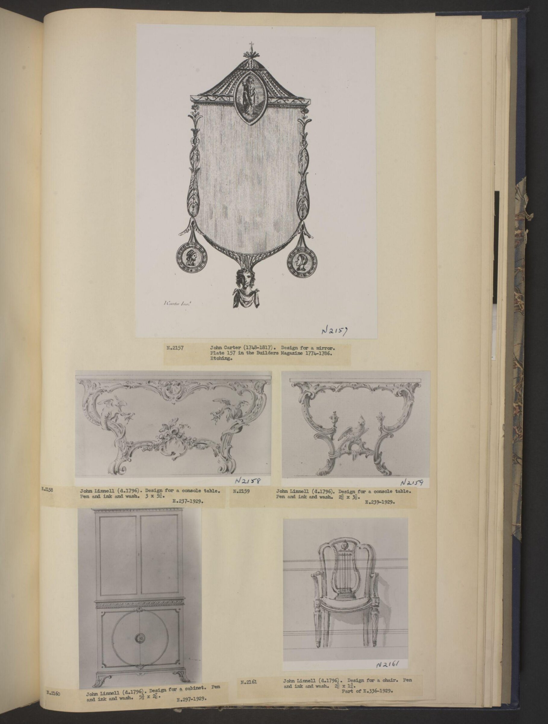 A Miscellaneous Collection of Original Designs, made, and for the most part executed, during an extensive Practice of many years in the first line of his Profession, by John Linnell, Upholsterer Carver & Cabinet Maker. Selected from his Portfolio's at his Decease, by C. H. Tatham Architect. AD 1800., John Linnell, late 18th century