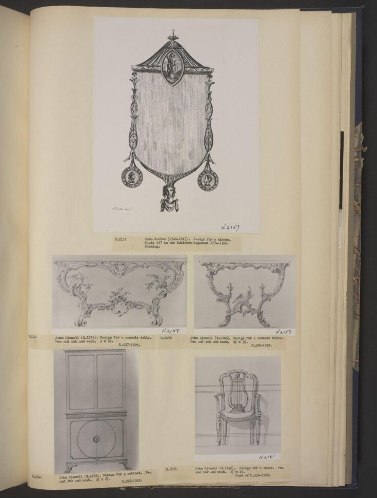 A Miscellaneous Collection of Original Designs, made, and for the most part executed, during an extensive Practice of many years in the first line of his Profession, by John Linnell, Upholsterer Carver & Cabinet Maker. Selected from his Portfolio's at his Decease, by C. H. Tatham Architect. AD 1800. top image