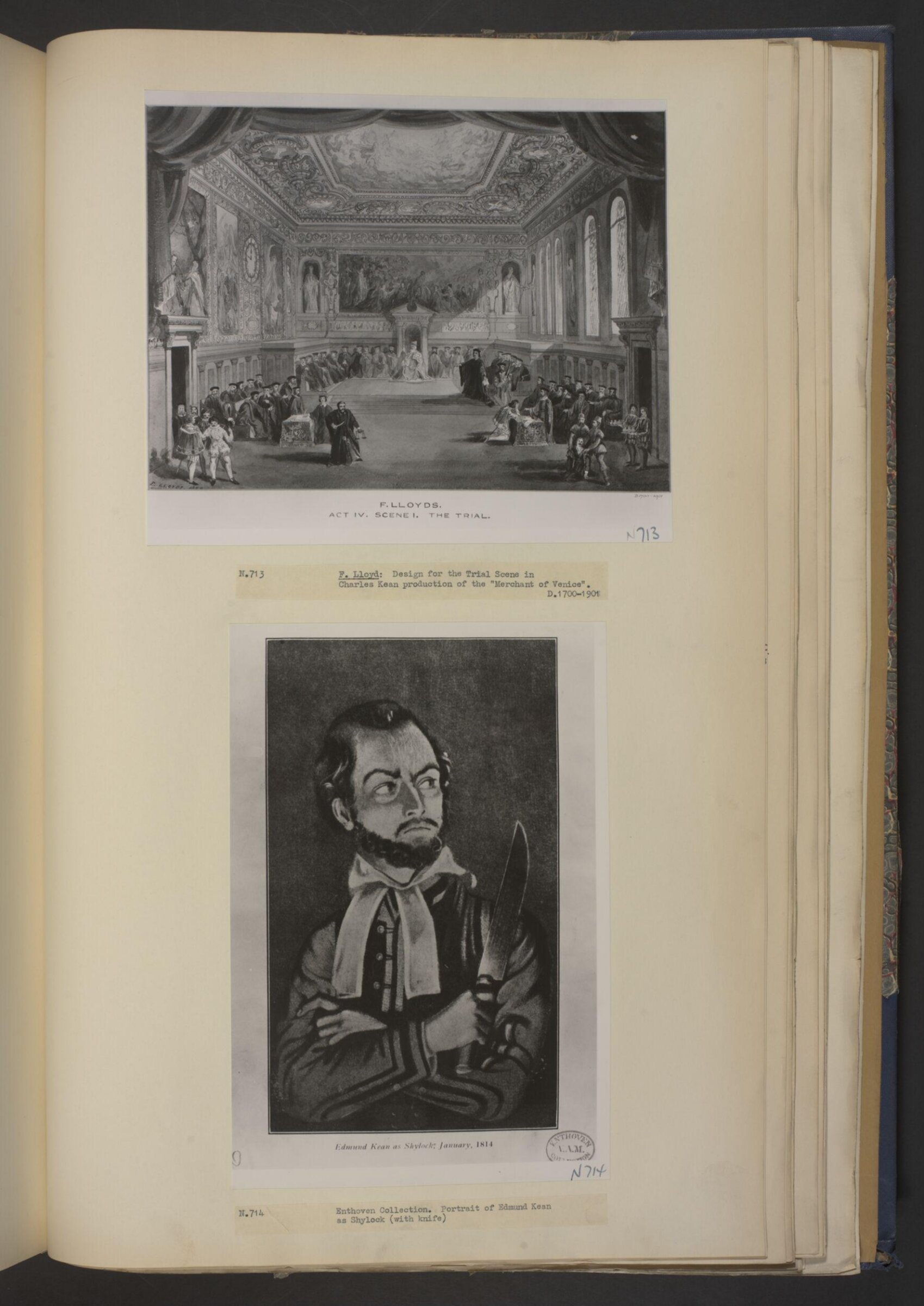 drawing of scenery and props in The Merchant of Venice, F. Lloyds, 1859