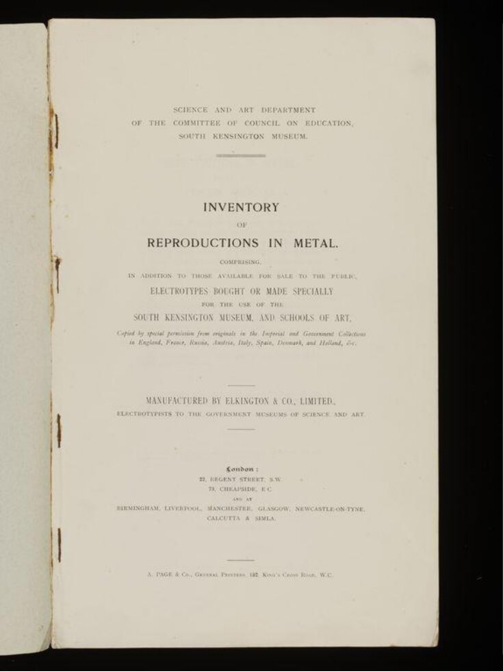 Inventory of reproductions in metal top image