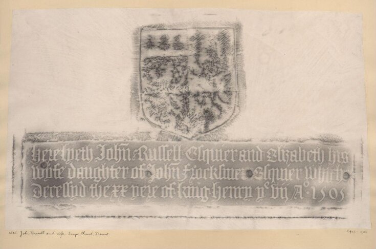 Rubbing of the brass of John Russell, Esq., and Elizabeth Frocksmer top image