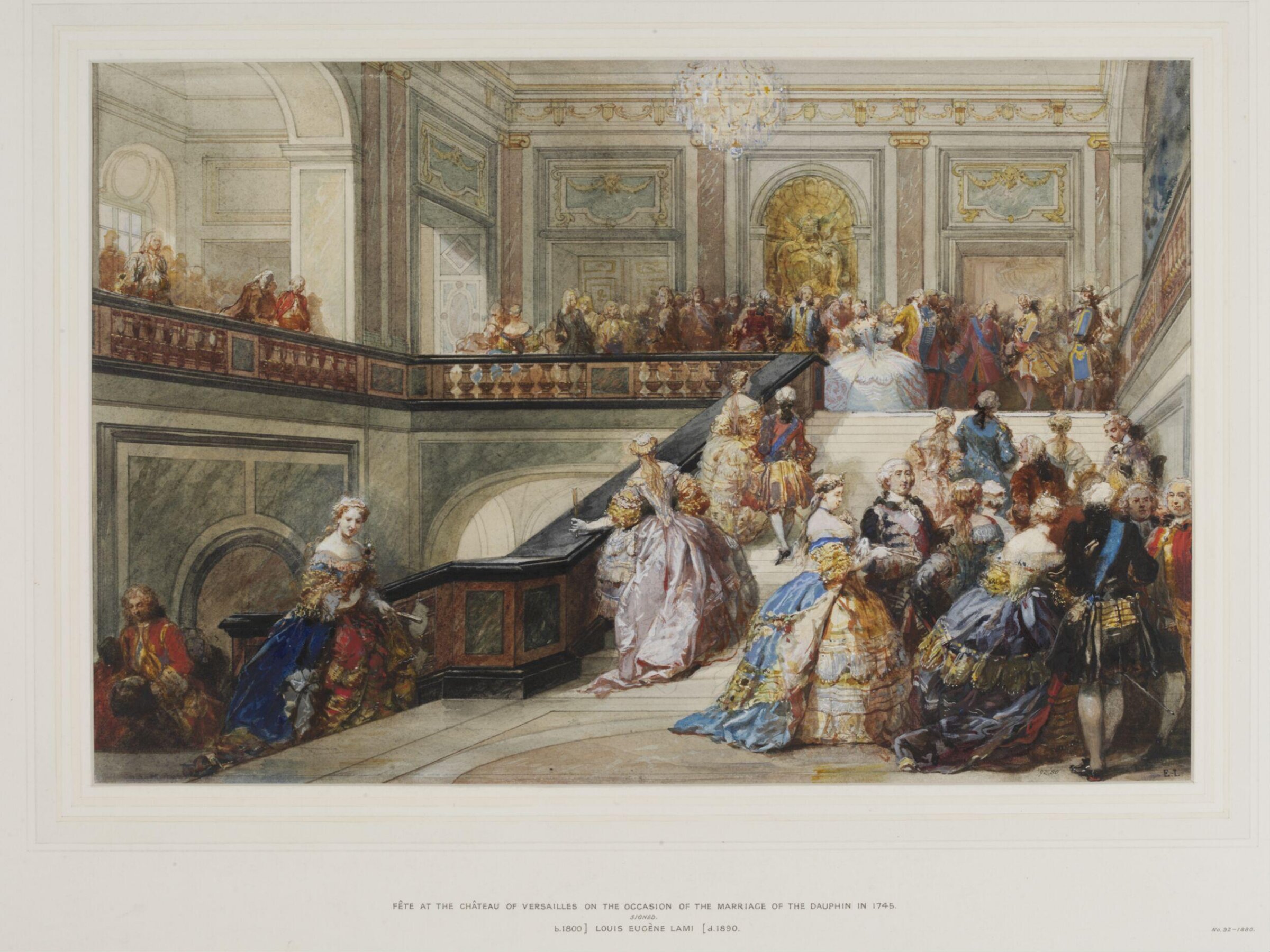 Fete at the Chateau de Versailles in 1745 on the occasion of the marriage of the Dauphin, Lami, mid 19th century