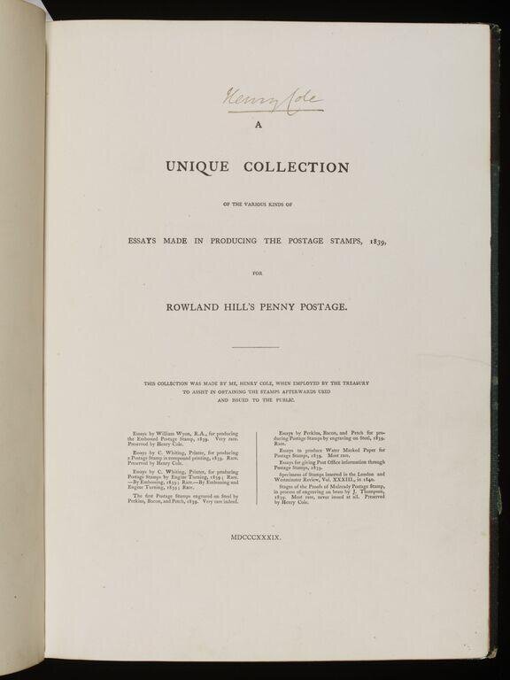 A unique collection of the various kinds of essays made in producing the postage stamps, for Rowland Hill's penny postage